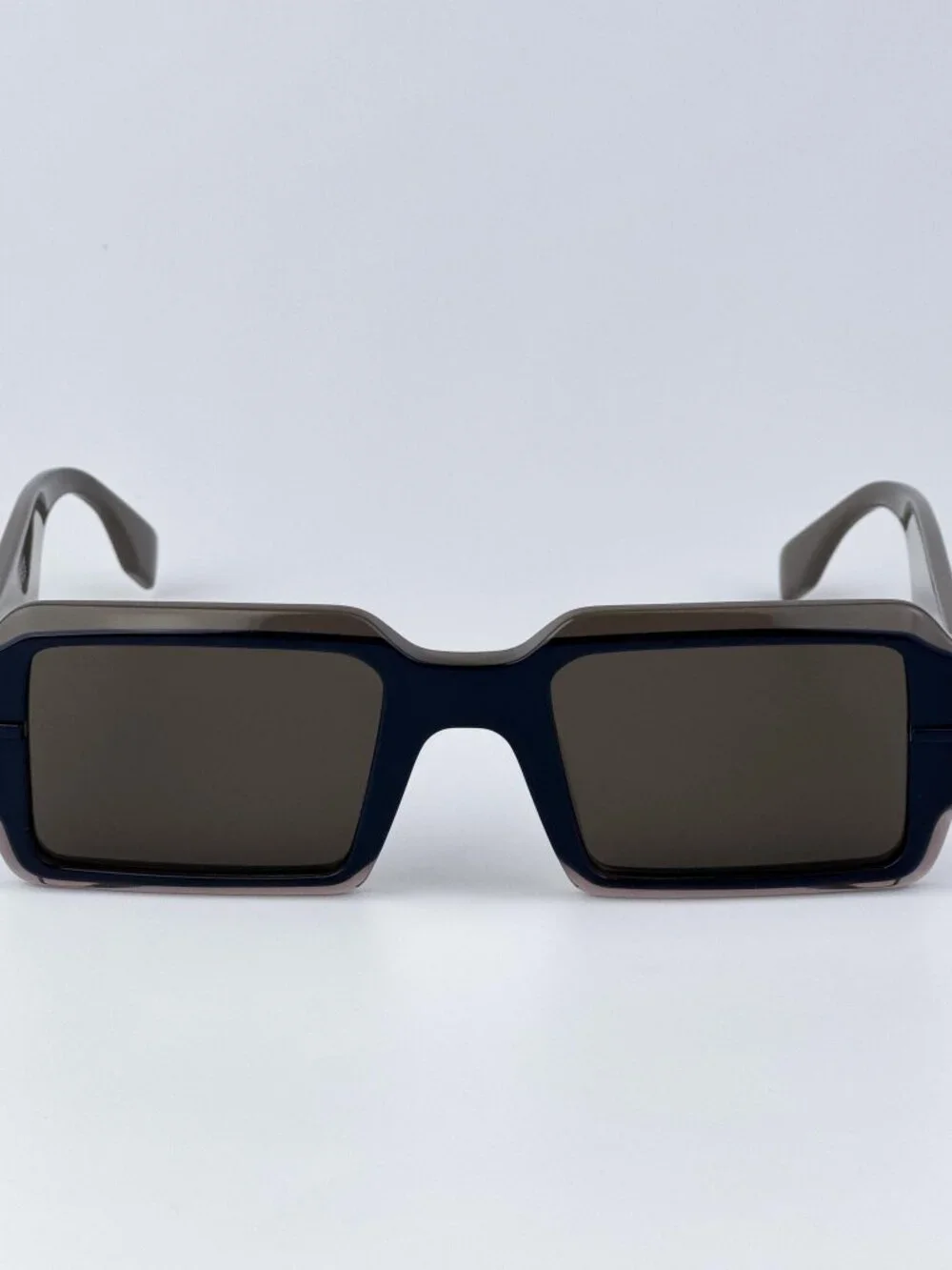 FENDI FE40073U 50E FENDIGRAPHY SHINY BROWN BLUE RECTANGLE SUNGLASSES